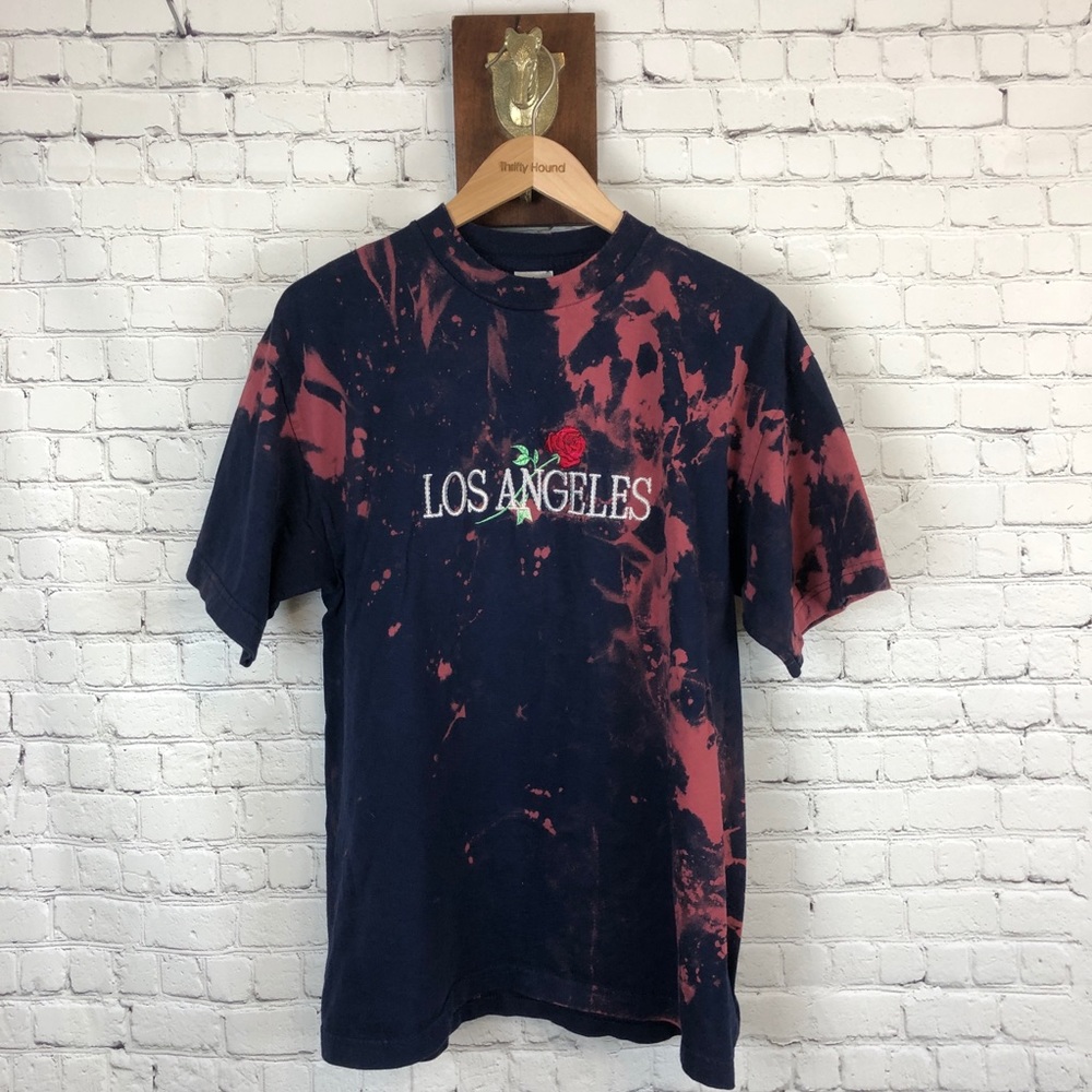 LOS ANGELES roses print bleached shirt